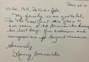 A handwritten letter from the author of the book, " life is good."